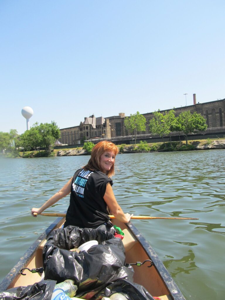 Kim at Three Rivers Clean up, Paddle without Pollution